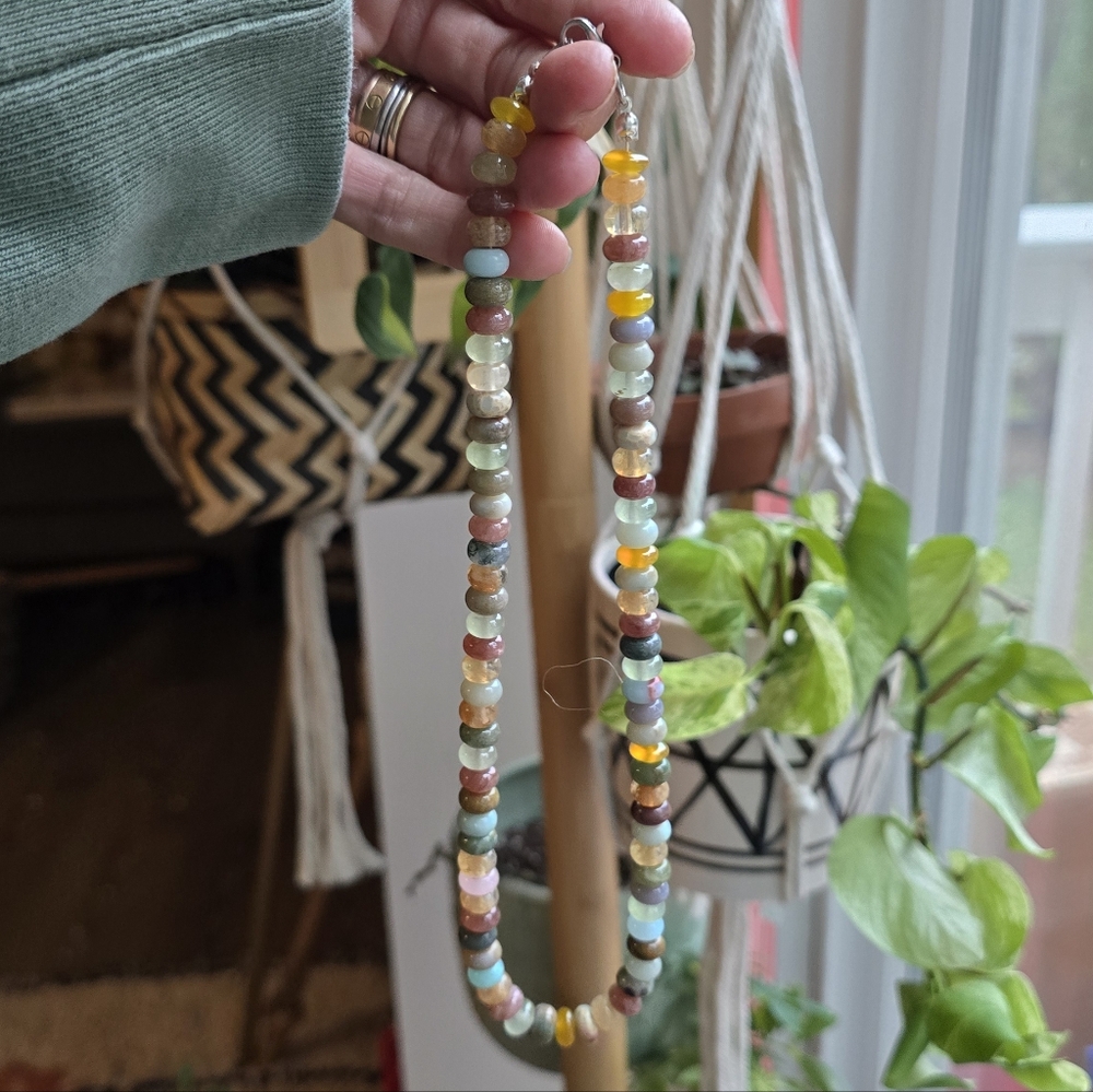 Multi color beaded rondelle necklace Earth Tones